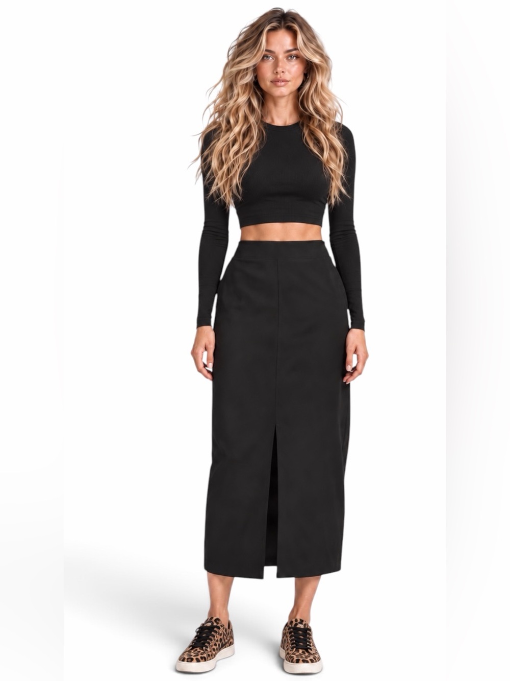 Lululemon – Pique Maxi Skirt – High-Rise Front Slit – Black – Sz. 6